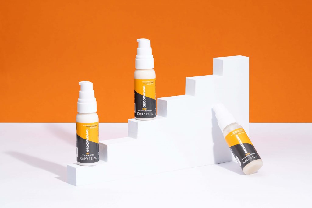 Creative product photography of man`s skincare products - Day, Night , Detox