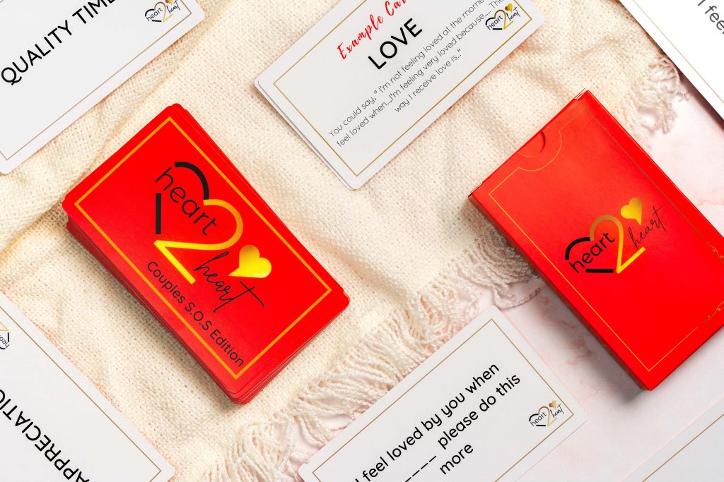 Creative product photo of conversation starting cards for couples