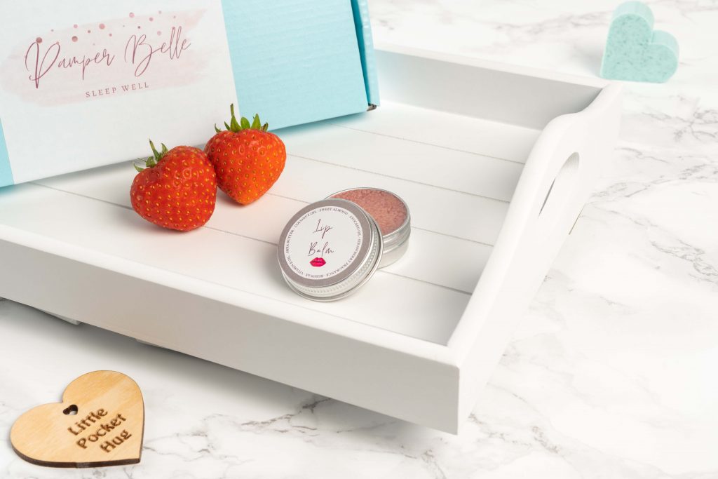 Lifestyle product picture of A Luxury pamper hamper - strawberry lip balm