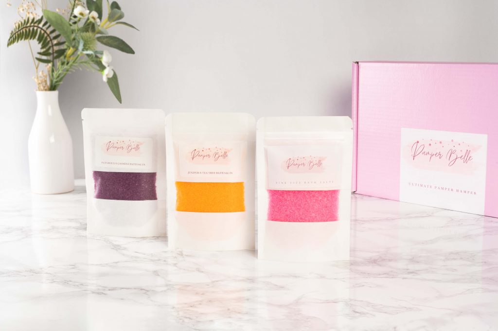 Lifestyle product photo of 3 set bath salts